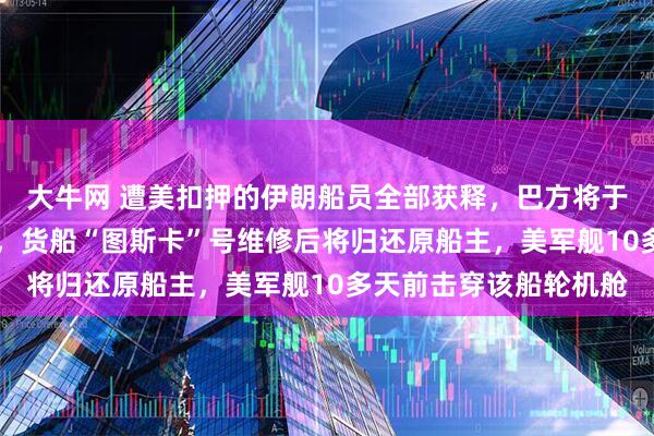 大牛网 遭美扣押的伊朗船员全部获释，巴方将于今天将22人移交伊朗，货船“图斯卡”号维修后将归还原船主，美军舰10多天前击穿该船轮机舱